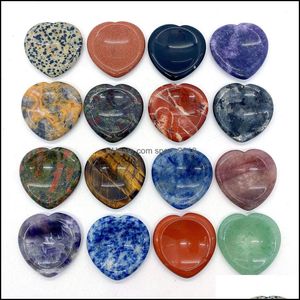 Arts And Crafts Arts Gifts Home Garden Heart Worry Stone Thumb Gemstone Natural Rose Quartz Healing Crystal Therapy Reiki Dh56D
