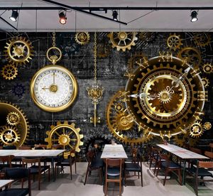 Foto 3D Photo Wallpaper Industrial Style Golden Gear