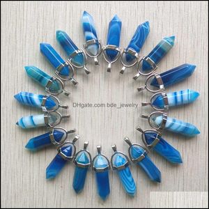 Anhänger Halsketten Gestreifter Achat Punktpendel Blaue Rose Lila Heilkristall Reiki Charms Für Halskette Schmuckherstellung D Dhseller2010 Dhena