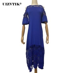 Autumn Summer Dress Women 2020 Casual Plus Size Szczupłe białe koronkowe sukienki Maxi Eleganckie vintage Sexy Off Długie sukienka LJ200820