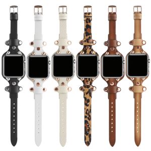 Rivet Leather Cuff Watch Strap For Apple Watch 7 6 5 4 3 Se Series Bracelet Belt Wristband iwatch Band 41mm 45mm 44mm 42mm 40mm 38mm Watchband Accessories