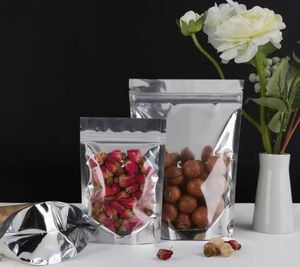 300pcs Mylar Stand Up Aluminum Foil Clear Package Pack Bags for Food Coffee Storage Resealable Zip Lock Packing Bag wholesale