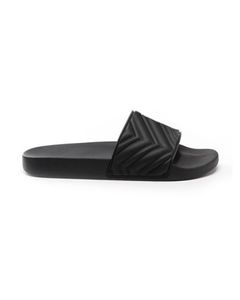Cruise 2022 Mens Womens Unisex Black Matelasse Rubber Slide Sandals Flat Beach Slippers Molded Rubber Footbed