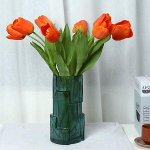 Decorative Flowers & Wreaths 60cm Silk Luxury Parrot Tulip Artificial Flower Real Touch Fake Bouquet For Wedding Decoration Home Garen Decor