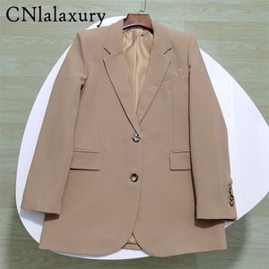 Cnlalaxury chic fast färg kvinnor casual blazer jacka office lady pockets work kostym kappa damer affärs blazers ytterkläder 220726