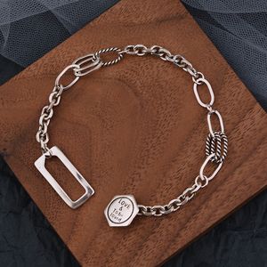5st Punk Geometric Cutout Rectangle Chain Armband för kvinnor Bohemiska smycken Tillbehör