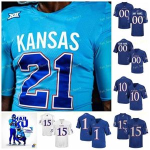 Kansas Jayhawks 2021 Throwback-inspirerad hemkomst NCAA College Football Jersey Jalon Daniels Velton Gardner Kwamie Lassiter II Kenny Logan