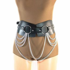 Belts 65 To 100CM Women Cummerbunds Irregular Wide Waist Belt Waistband Adjustable Metal Chain Fashion Vintage Punk Waistbands