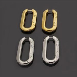 Hoop Huggie Stainless Steel 18K Gold Plated Hoop Earrings Classic Fashion Rectangle V Earrings Designer For Women European Luxury Jewelry Gifts
