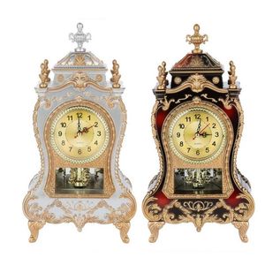 Desk Alarm Clock Vintage Clock Classical Royalty Sitting Room TV Cabinet Desk Imperial Furnishing Creative Sit Pendulum2669