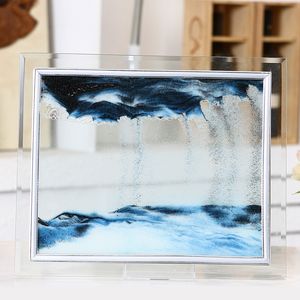 5/7/10inch Moving Sand Art Picture Square Glass 3d Deep Sea Scape in Motion Display Flowing Frame 220318