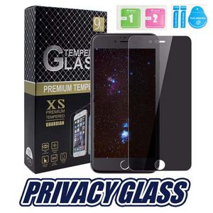Sekretess Temperat glas Anti Glase Screen Protector för iPhone XS Anti Spy Cover Shield för LS775 LS770 Samsung S8 S7 med detaljhandelspaket