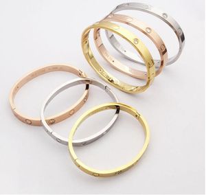 Klassisk ergonomi oval 3 storlekar 16 cm 17 cm 19 cm aldrig blekna lyxiga armband smycken rostfritt stål silver guld roslås diamant armband armbanden pojke män kvinnor flicka