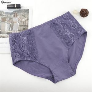 Beauwear Mulheres Calcinhas De Laço Floral Plus Size Feminino Respirável Underwear Lingeries Ultra Fino Para Senhoras Soft Comfort Briefs 220426