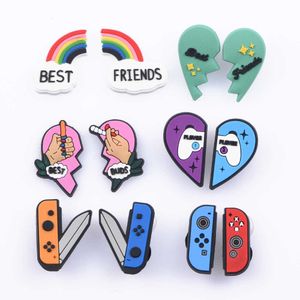 Single Sale1pcs Rubber Shoe Decoration Best Friend Cute Animals Hamburger Series Buckle for Croc Charms Kids Party Gifts