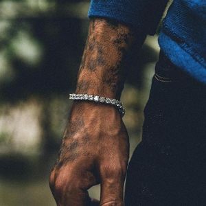 Link Chain 5mm sześcienna cyrkonia bransoletka tenisowa Iced Out Braclet srebrny/złoty/czarny Hip Hop kryształ ślubny mężczyźni biżuteria prezent PulserasLink