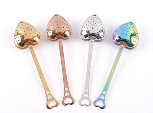 Stainless Strainer Heart Shaped Tea Infusers Teas Tools Teas Filter Reusable Mesh Ball Spoon Steeper Handle Shower Spoons FY5185 sxjun6