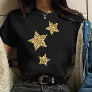 Maycaur Womens Cartoon Graphic Star Printing T shirts 90s Girls Style Casual Fashion Aesthetic Printed Female Kawaii Tops Tees 220714