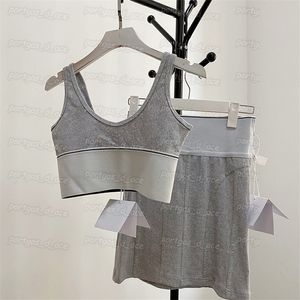 Womens Vest Side Zipper Design Mini Dress Sports Fashion Casual Tank Tops Skirt Set