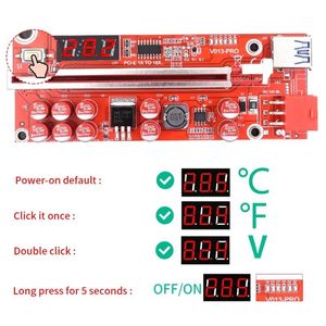 コンピューターケーブルコネクタPCI-Eライザー013 Pro温度電圧PCIE Express Card GPU 1XからX16 6PINケーブルマイニングのビデオカード用