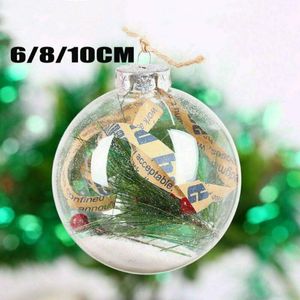 Party Decoration 10st Transparent Christmas Ball Plast Baubles Clear Fillable Xmas Tree Hanging Ornament Decor Toys 2022 Year Decorations