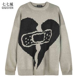 Liefde Bandage Patroon Gebreide Trui Mannen Straat Hiphop Harajuku Jumpers casuais Vrouwen STREETHEATE STREETWATH Trui Truien Nieuwe T220730