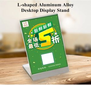 A6 Quality L Shape Slant Back Aluminum Acrylic Sign Holder Stand Table Menu Holder Number Card Holder Display Frame