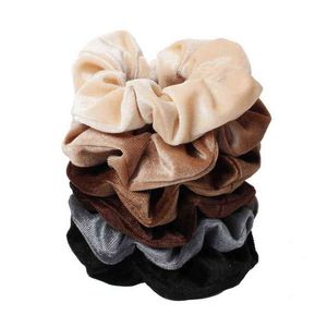 6pcs Velvet Scrunchies Wholesale Elastic Hair Bands for Women Solid Color Girls Ponytail Holder Hair Ties Hair Accessories AA220323