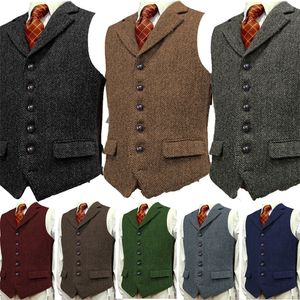 Mens Wool Tweed Slim Fit Leisure Cotton Burgundy Vest Vest