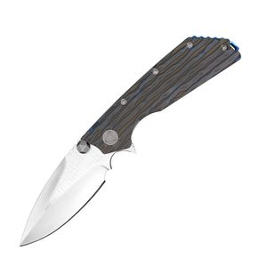 R5312 Łożysko kulkowe Składanie noża D2 Drop Point Satynowe wykończenie Blade TC4 Titanium Stopy Uchwyt Flipper Szybki otwarty kieszonkowy z narzędziem naprawy 2 style uchwytu