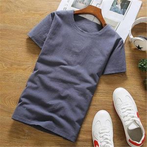 Men's T-Shirts 2022 Fashion Men Cotton Linen Short Sleeves Casual Solid Color Male Tee Tops Tees Plus Size 7XL