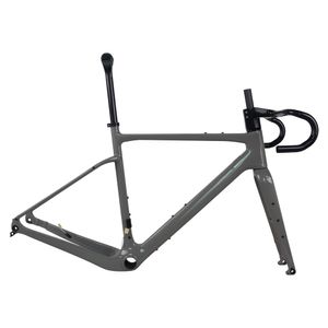 Flat Mount Disc Brake Gravel Bike Frame GR044 Di2 and Mechanical Compatible Carbon Fiber T1000 Custom Gray Paint