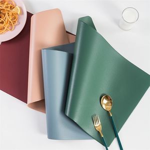 Set of 4 6 8 10 Faux Leather Placemats Heat Resistant Easy To Clean Non Slip Rectangle Mat for Kitchen Dining Table Decorations 220627