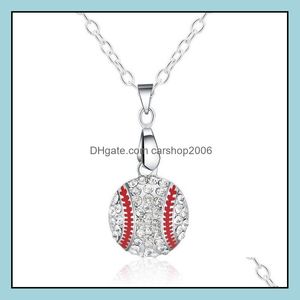 Hänge halsband hängsmycken smycken baseball sier chain crystal for women girl party present mode grossist - släpp leverans 2021 rq9kz