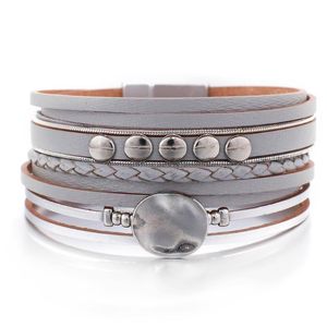Wickeln Runden Armband großhandel-Charm Armbänder Amorcome Vintage Geometrische runde Metall Weitarm Armband geflochten
