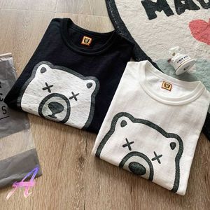 Human Made T Shirts Wysokiej jakości niedźwiedź litera na głowę bawełniane mężczyźni Kobiety Kobiety Parowanie na ludzki koszulkę