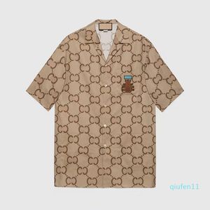 2022 Luxury Tasarımcı Gömlekler Erkek Moda Geometrik Baskı Bowling Shirt Hawaii Çiçek Gündelik Gömlekler Erkek İnce Fit Kısa Kollu Çeşitlilik
