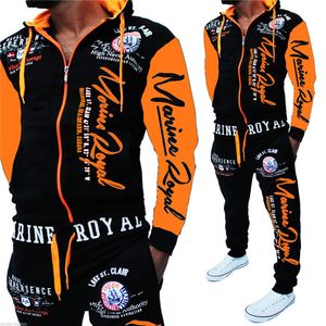 Zogaa Mens Matching Set Two Piece Men Sweatsuit Casual Sportswear Hoodies Sweatshirt and Pants S Letter Printed Tracksuit 201204