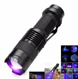 Ultra Violet LED El Feneri Blacklight Işık 395/365 NM Muayene Lambaları Torçlu Işıklar UV lambası Zoomable 3 Mod Ultraviyole Lamba