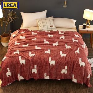 Lrea Coral Fleece Filt Super Warm Soft Throw Winter On Soffa Bed Plane Travel Bed Breads Sheets T200901