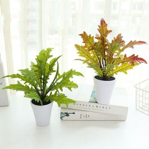 Flores decorativas grinaldas Simulação Flor Plansai Jue Ye Green em vaso artificial decoração de escritórios criativos