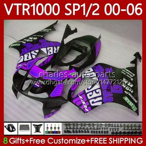 Flat roxo OEM Bodywork para Honda VTR RTV 1000 RC51 00-06 Bodys 123No.147 SP1 SP2 VTR1000 RTV1000 00 01 02 03 2004 2005 2006 VTR-1000 2000 2001 2002 2003 04 05 06