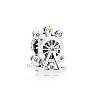 Autentyczny Sterling Srebrny kolor Cz Diamond Ferris Wheel Charms Oryginalne pudełko do Pandora Carms do biżuterii Making Acceso273F
