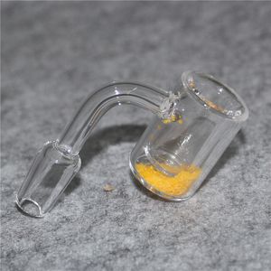 Räucherquarz-Thermo-Banger, 25 mm Außendurchmesser, mit thermochromem Eimer, Doppelrohr-Bange-Nagel, farbwechselnde Quart-Bongs für Bohrinsel-Glasbong