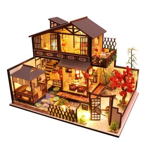 Cutebee Kids Toys Doll House Furniture Assemble Wood Miniature Dollhouse Diy Dollhouse Puzzle Education Toys for Children LJ201126