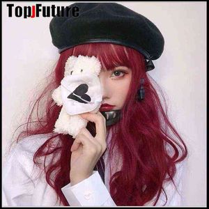 Harajuku gótico lolita lolita violenta negra com duas doenças da mandíbula jk usa boina funcional escura de chapéu de cosplay j220722