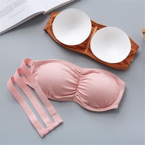 Bustiers & Corsets Bandeau Top Girls Strapless Bra Seamless Women Tube Tops Sexy Crop Lady Underwear Female Wrap Dress OLBustiers