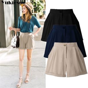 High Waist Wide Leg Cargo Women s Shorts Vintage Solid Khak Women Shorts Summer Fashion Casual Clothes plus size 5XL 6xl 210412