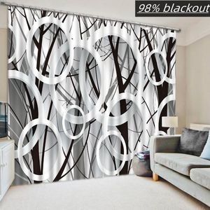 Cortina cortina cortina de blackout moderna janela de luxo em cortinas 3d para sala de estar quarto preto círculo branco design puro drapescurtain