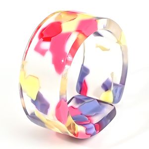 Summer słodki kolorowy przezroczyste pierścienie żywic akrylowych dla kobiet w stylu koreański słodki geometryczny okrągły pierścionek biżuterii